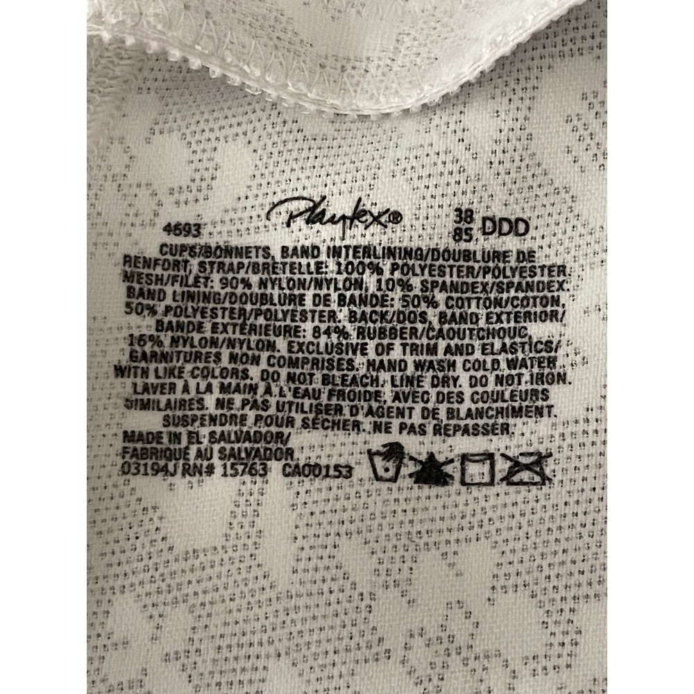 Playtex  38 DDD  Comfort Strap Full-Figure Wire-Free Bra White 4693  Used - Picture 8 of 14